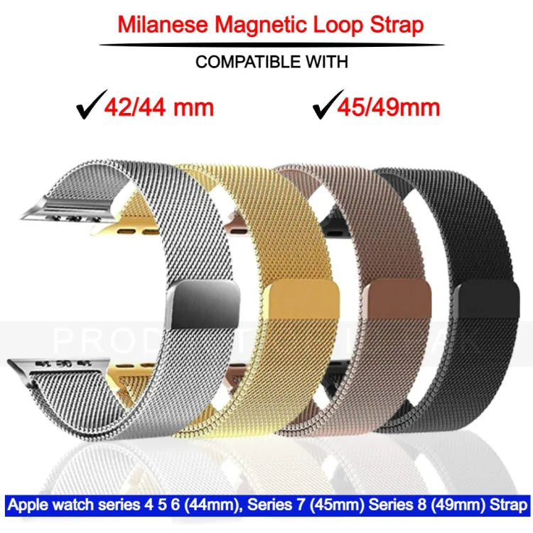 High quality magnetic milanese chain straps for 44/42/45/49mm smart watches